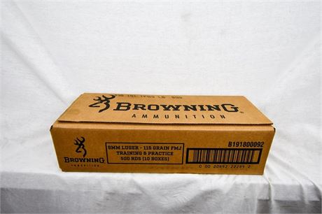 Browning 9mm 115gr FMJ 500rd Case